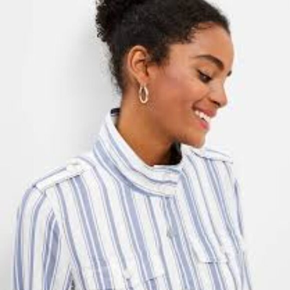 New LOFT Striped Drawstring Utility Jacket Size M - Picture 2 of 7